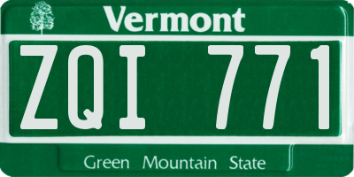 VT license plate ZQI771