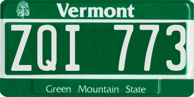 VT license plate ZQI773