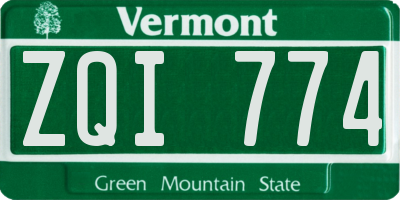 VT license plate ZQI774