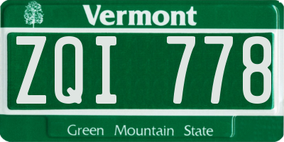 VT license plate ZQI778