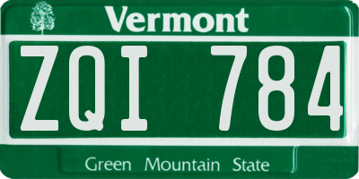 VT license plate ZQI784