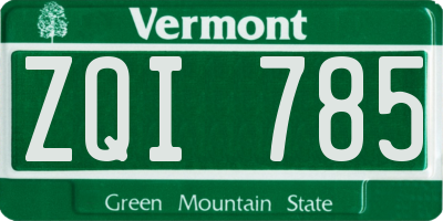 VT license plate ZQI785