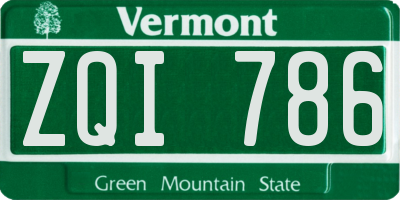 VT license plate ZQI786