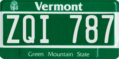 VT license plate ZQI787