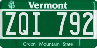 VT license plate ZQI792
