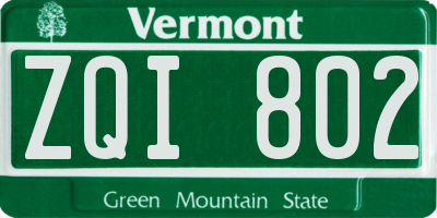 VT license plate ZQI802