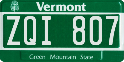 VT license plate ZQI807