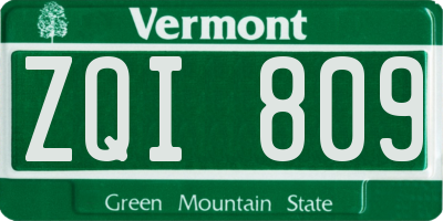 VT license plate ZQI809
