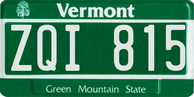 VT license plate ZQI815