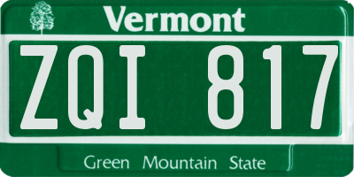 VT license plate ZQI817