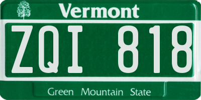 VT license plate ZQI818