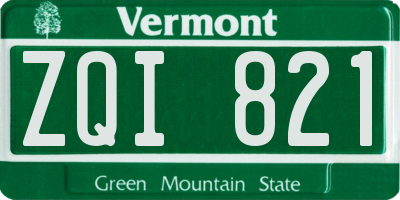 VT license plate ZQI821