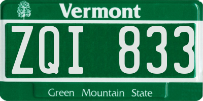 VT license plate ZQI833