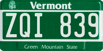 VT license plate ZQI839