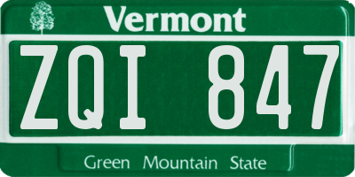 VT license plate ZQI847