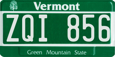 VT license plate ZQI856