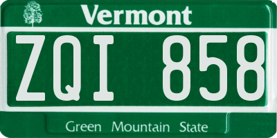 VT license plate ZQI858