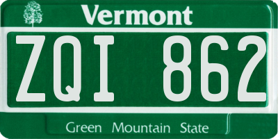 VT license plate ZQI862
