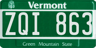VT license plate ZQI863