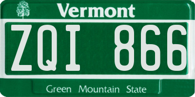 VT license plate ZQI866