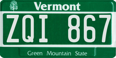 VT license plate ZQI867