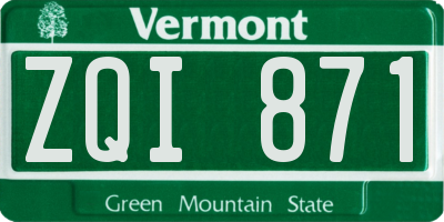 VT license plate ZQI871