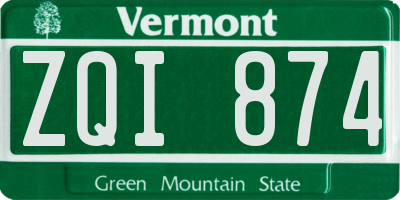 VT license plate ZQI874