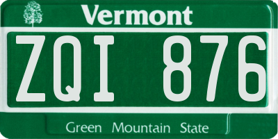 VT license plate ZQI876