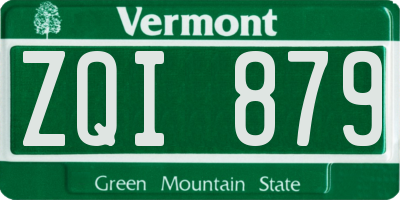 VT license plate ZQI879