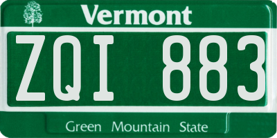 VT license plate ZQI883