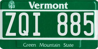 VT license plate ZQI885