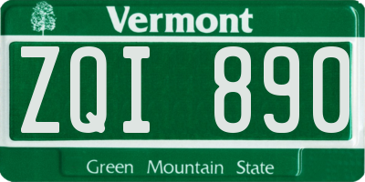 VT license plate ZQI890