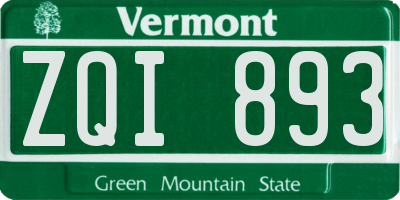 VT license plate ZQI893