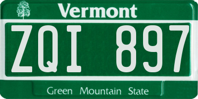 VT license plate ZQI897