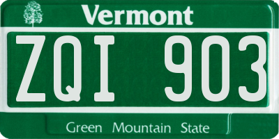 VT license plate ZQI903