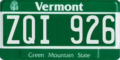 VT license plate ZQI926