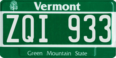VT license plate ZQI933