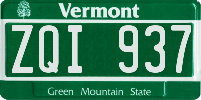 VT license plate ZQI937