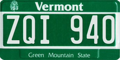 VT license plate ZQI940