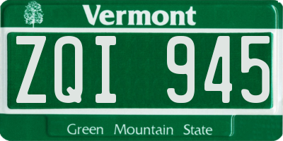 VT license plate ZQI945
