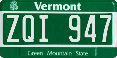 VT license plate ZQI947