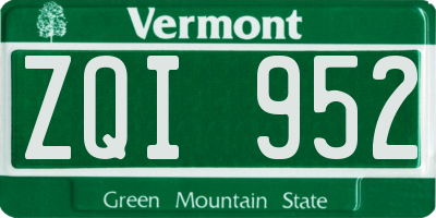 VT license plate ZQI952