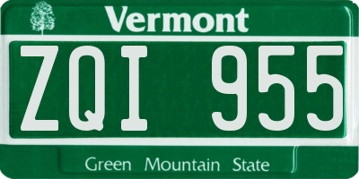 VT license plate ZQI955