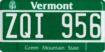 VT license plate ZQI956