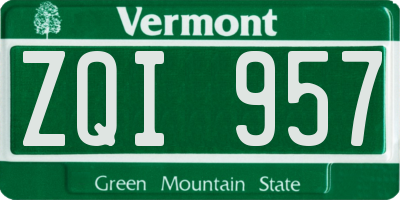 VT license plate ZQI957