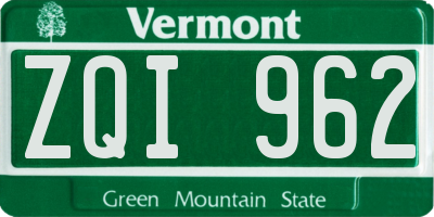VT license plate ZQI962