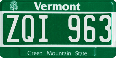 VT license plate ZQI963