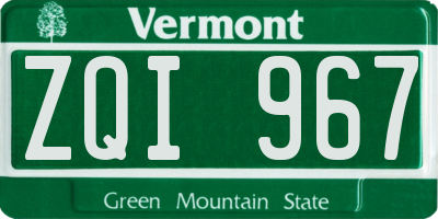 VT license plate ZQI967