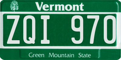 VT license plate ZQI970