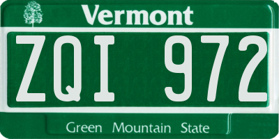 VT license plate ZQI972